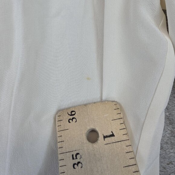 AllSaints Blouse Womens 4 Cream Silk Cowl Neck Drape Front Long Sleeve Asdis - Picture 4 of 14